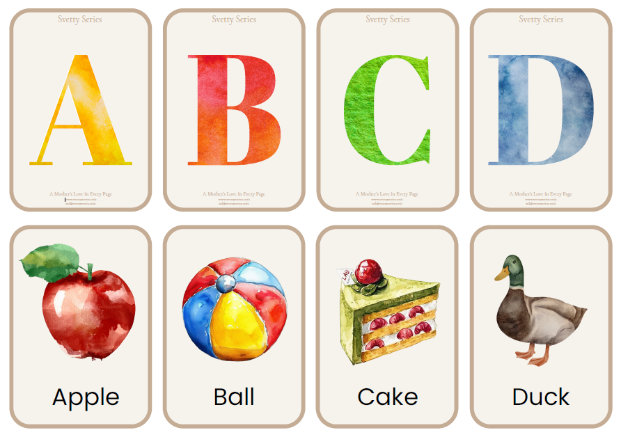 Alphabet Flashcards A-Z Watercolor Themed