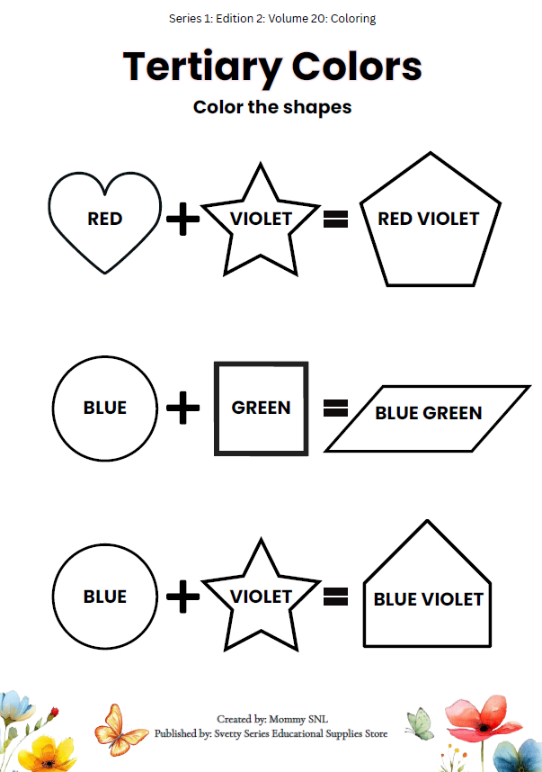 Colors, Shapes & Basic Math Worksheets + Stickers