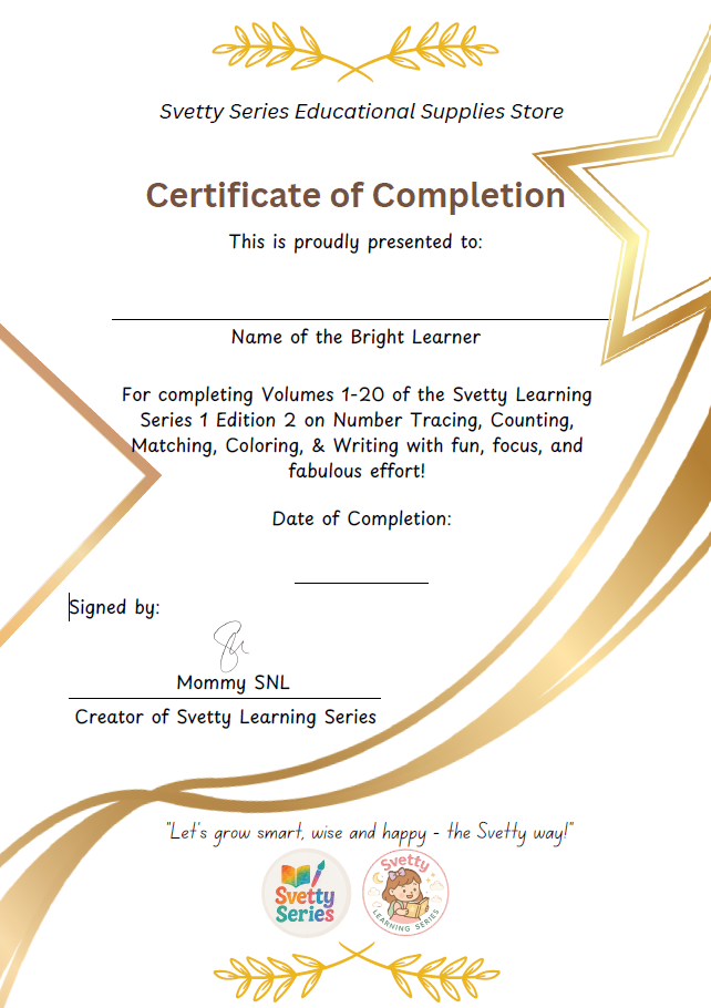 Certificate of Completion for Volumes 11-20